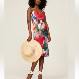 Adam Lippes Collective Size 10 Multicolor blurred floral‎ satin Midi Dress